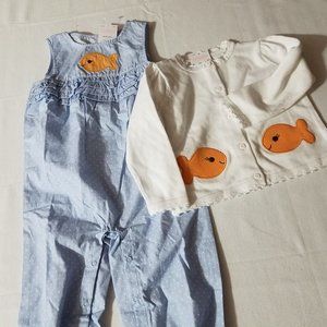 Gymboree Little Goldfish NWT 18-24 Month Romper & sweater set.